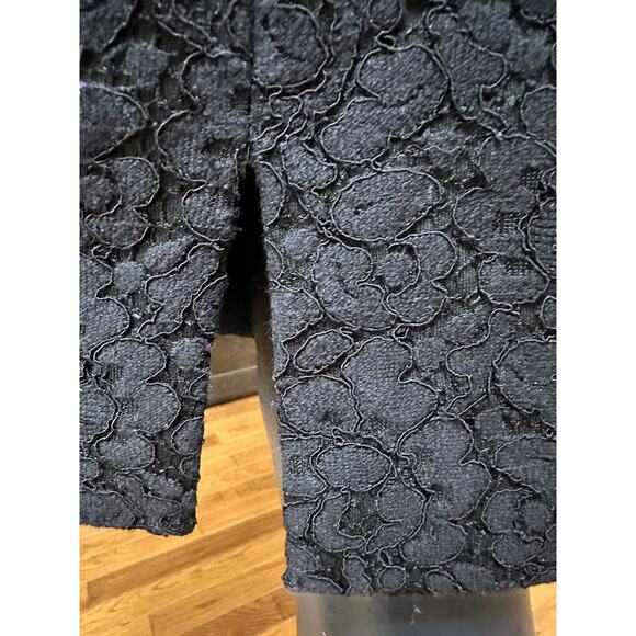 Zara Black Floral Lace Pencil Skirt High Waisted Back Slit Size Small - Picture 4 of 7